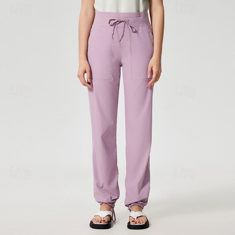 Women's Cargo Pants Slacks Casual Full Length Natural Plain Pocket Elastic Drawstring Design Comfy Outdoor Comfortable Outdoor Vacation carmine Dark-Gray Light Sky Blue Black Fall Regular Fit