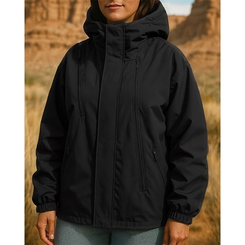 Women's Hiking Jacket Raincoat Sport Jacket Outdoor Waterproof Quick Dry Lightweight Breathable Hiking Outfits Hiking Clothes Spring Autumn / Fall Jacket Tennis Golf Running Solid Color Black Red4