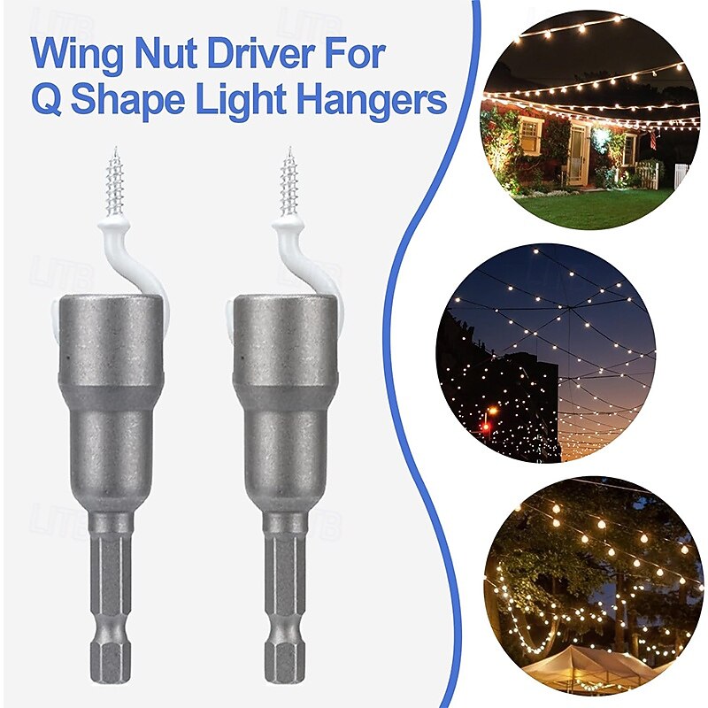 Wing Nut Drill Bit Set Hurricane Wingnut Driver Power Wing Nut Driver Socket Wrenches Tool Set 1/4 Inch Hex Shank Steel Drills Bits for Panel Nuts Screws Eye C Hook Bolt Q-Hanger4