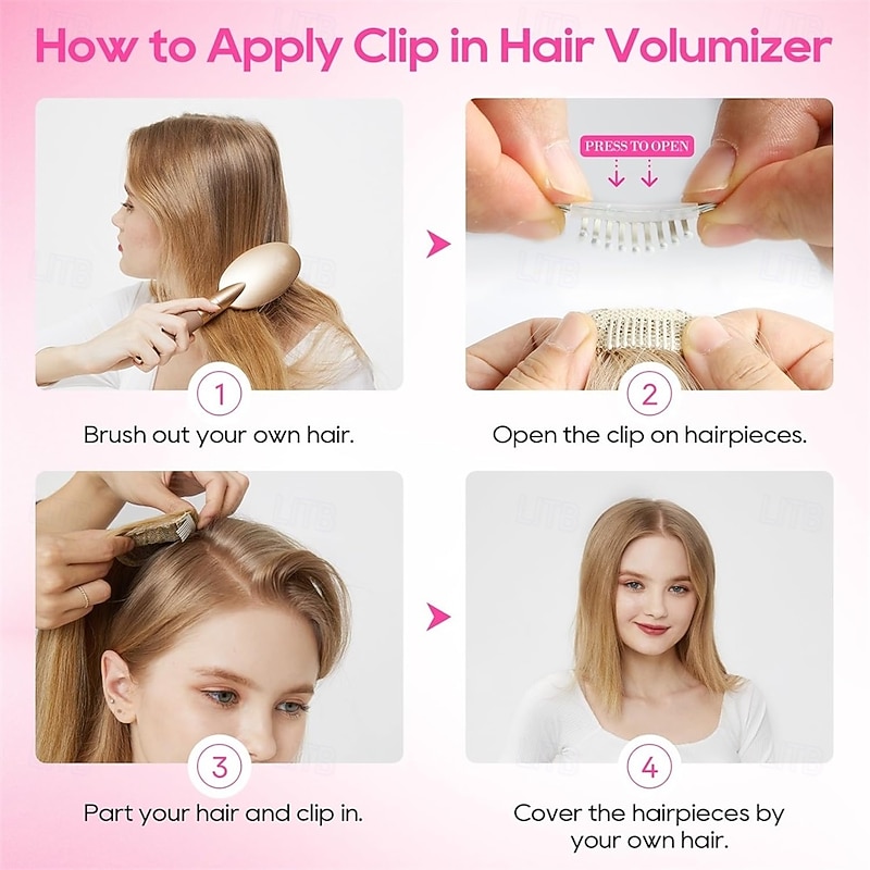 Clip in Hair Volumizer 2PCS 8 inch Short Thick Clip in Hairpieces Adding Extra Volume for Women with Thin Fine Hair - Medium Blonde3