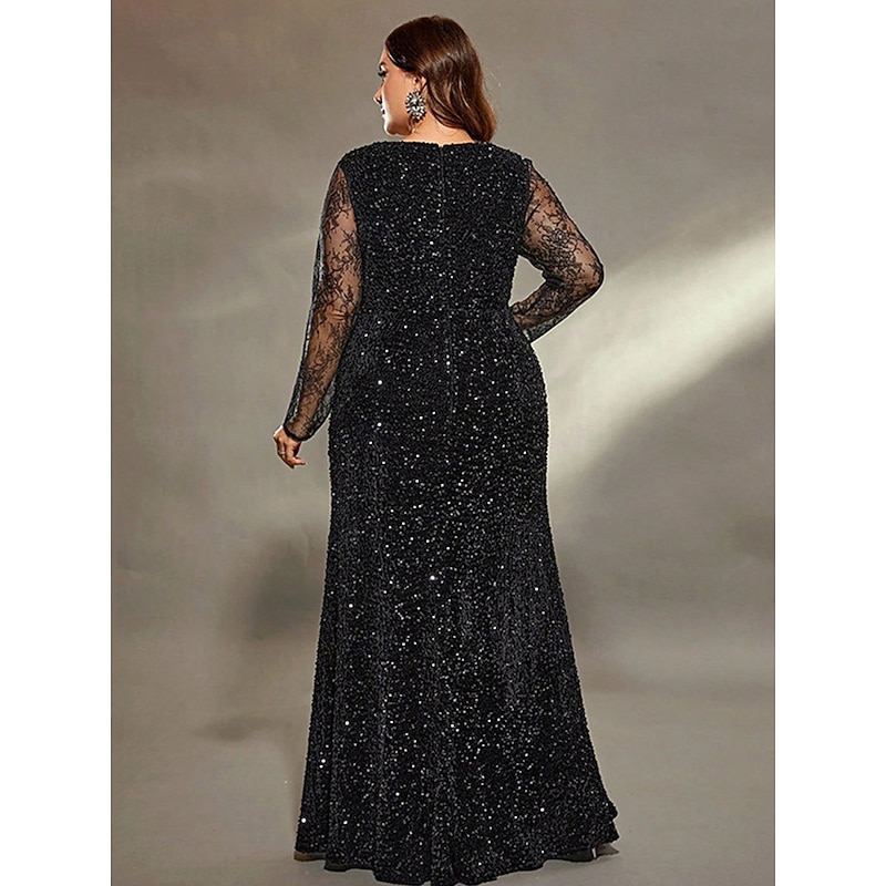 Mermaid / Trumpet Evening Gown Elegant Dress Formal Wedding Floor Length Long Sleeve Sweetheart Tulle with Slit3