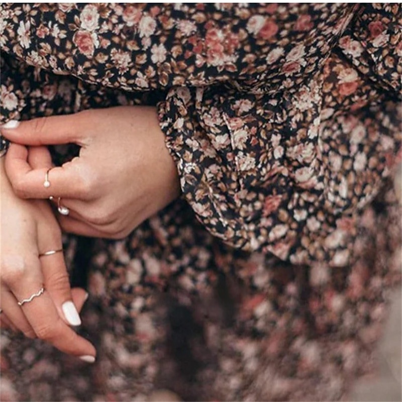 Women's Mini Dress Casual Dress Floral Dress Summer Dress Boho Dress Elegant Fashion Modern Daily Weekend Regular Fit Flower Long Sleeve Crew Neck Black Summer Spring4