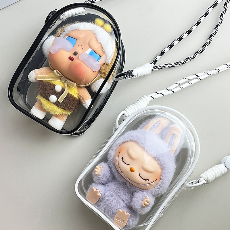 Clear Bag Keychain For 17/15cm Plush DollHanging Display CaseProtective CasePlastic PVC Storage Box (NO DOLL)4
