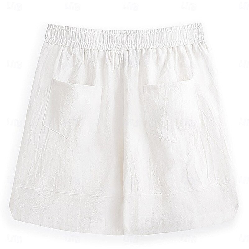 Men's Shorts Linen Shorts Summer Shorts Beach Shorts Drawstring Pocket Elastic Waist Plain Comfort Breathable Knee Length Casual Daily Holiday Vacation Fashion White Blue Stretchy3