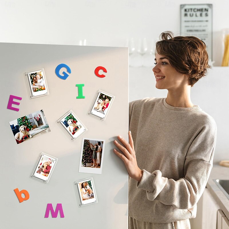 6pcs Mini Magnetic Photo Frames for Fridge, DIY Magnet Picture Frame Set, Fun Refrigerator Stickers, Graduation, Valentine's Day, Birthday Gift3