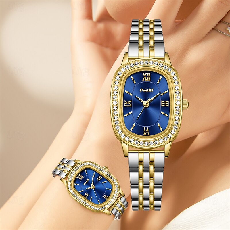 Fashion Women's Quartz Watch Oval Inlaid with Rhinestones Quartz Watch PX7 Waterproof Stainless Steel Strap Women's Business Watch3