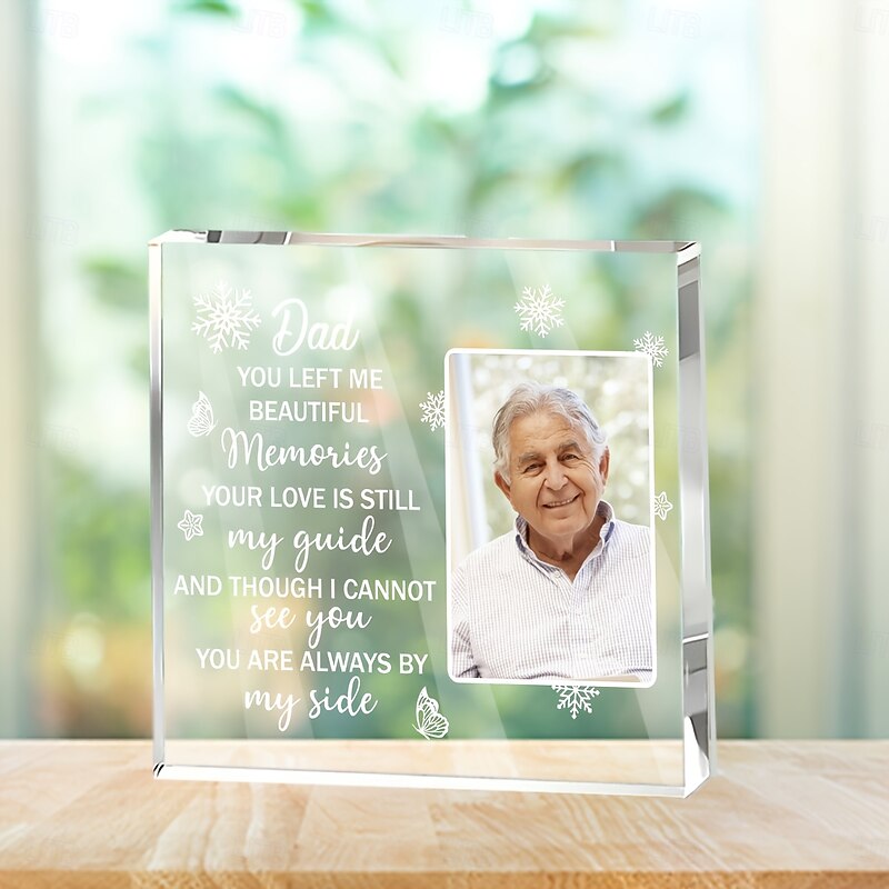 Personalized Memorial Plaque with Custom Photo, Acrylic Sympathy Gift for Dad, Remembering Father Loss, Heartfelt Tabletop Commemorative Decor4
