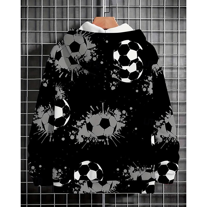 Boys' 3D Football Hoodie Long Sleeve Spring Fall Fashion Streetwear Kids 4-12 Years Hooded Outdoor Casual Daily Regular Fit2