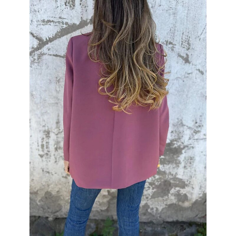 Women's Blazer Breathable Comfortable Pocket Casual Plain Office Street Casual Daily Wear Double Breasted Regular Peaked Lapel Regular Fit Long Sleeve Outerwear Black White Red Summer3