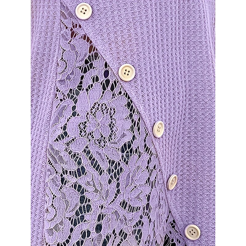 Women's Blouse Solid Color Elegant Stylish Casual Short Sleeve V Neck Regular Tops Daily Holiday Lace Buttons Purple Green Khaki Summer4