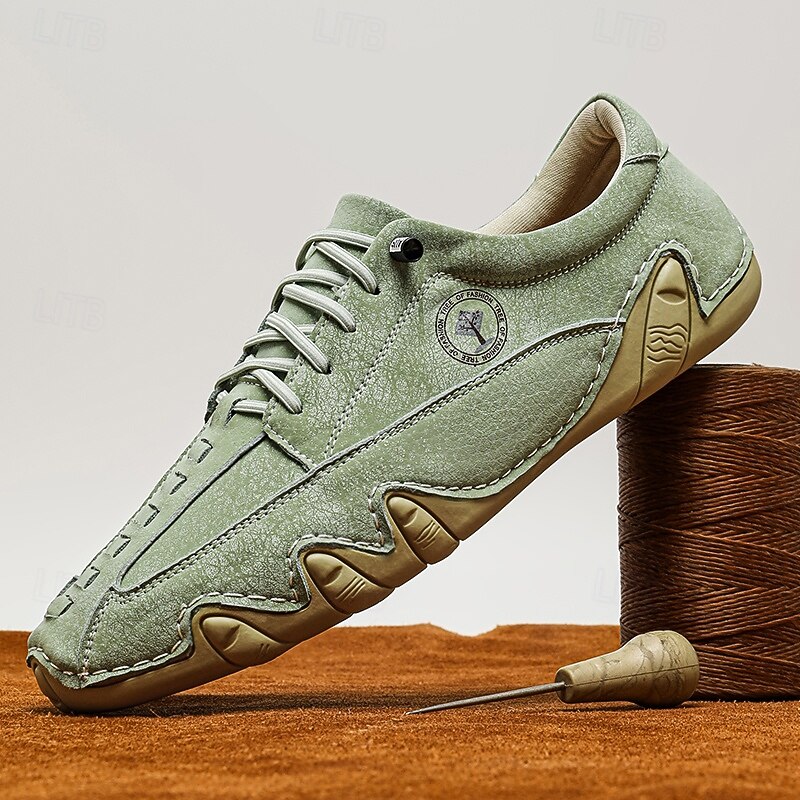 Men's Green Casual Lace-Up Sport Shoes – Breathable Lightweight Sneakers for Outdoor Walking, Travel & Daily Wear