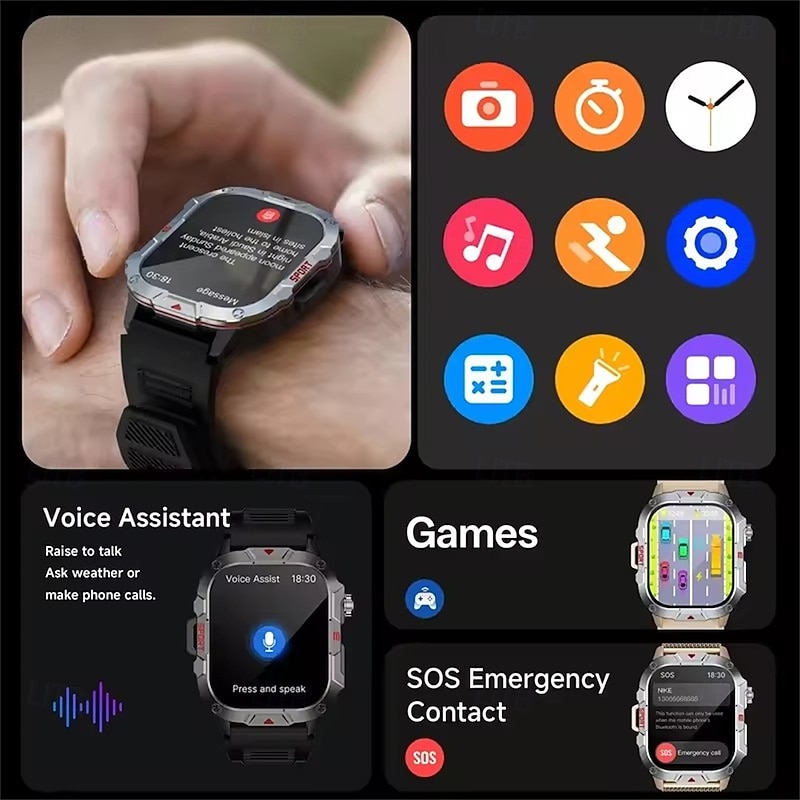 C40Pro Sport Smartwatches Flashlight Ultra Large Screen Voice Assistant Music Control Smart Watch Custom Dial Wrist Watches4