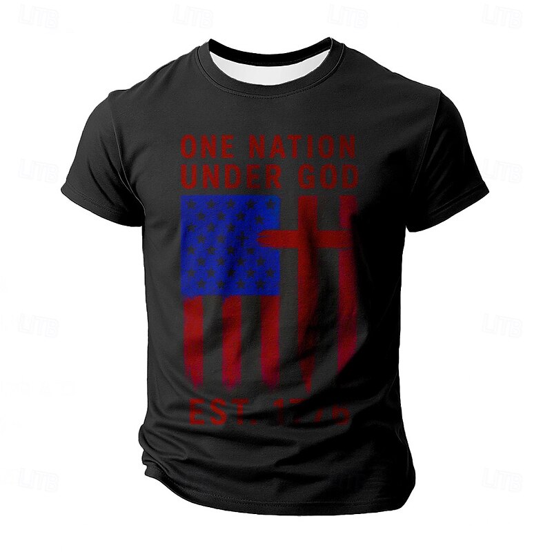 American Independence Day Men's American US Flag Patriotic T Shirt Short Sleeve T shirt 3D Print Crew Neck Shirt Fashion Daily Basic Street Casual Daily Black White Summer Spring All Seasons Clothing2