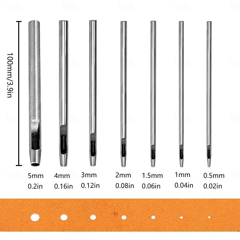 Leather Hole Punch 15Pcs Hollow Hole Punch Steel Belt Leather Punch Round Hollow Punch Tool for Watch Strap Canvas Belt Paper Plastics 0.5mm-5mm3