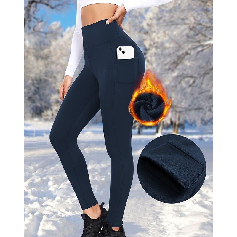 Women's pilates leggings Outdoor Pants sport pants Pocket Lightweight Pilates Gym Running Pants Solid Color Dark Grey Black Burgundy Spandex Plus Size Sports Activewear Micro-elastic4