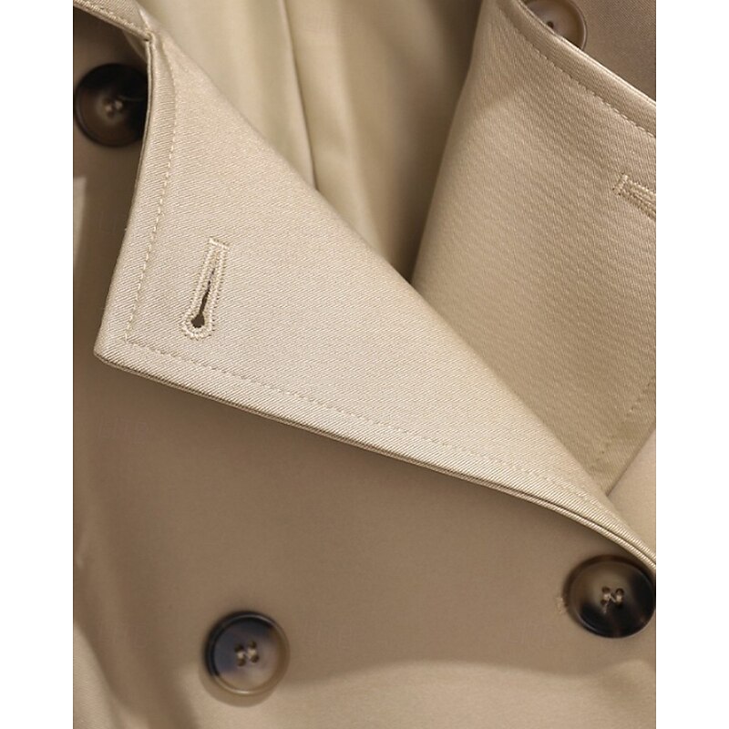 Women's Trench Coat Comfortable Buttons Pocket Fashion Modern Plain Going out Weekend Double Breasted Long Turndown Regular Fit Long Sleeve Outerwear Black Khaki Fall Winter4