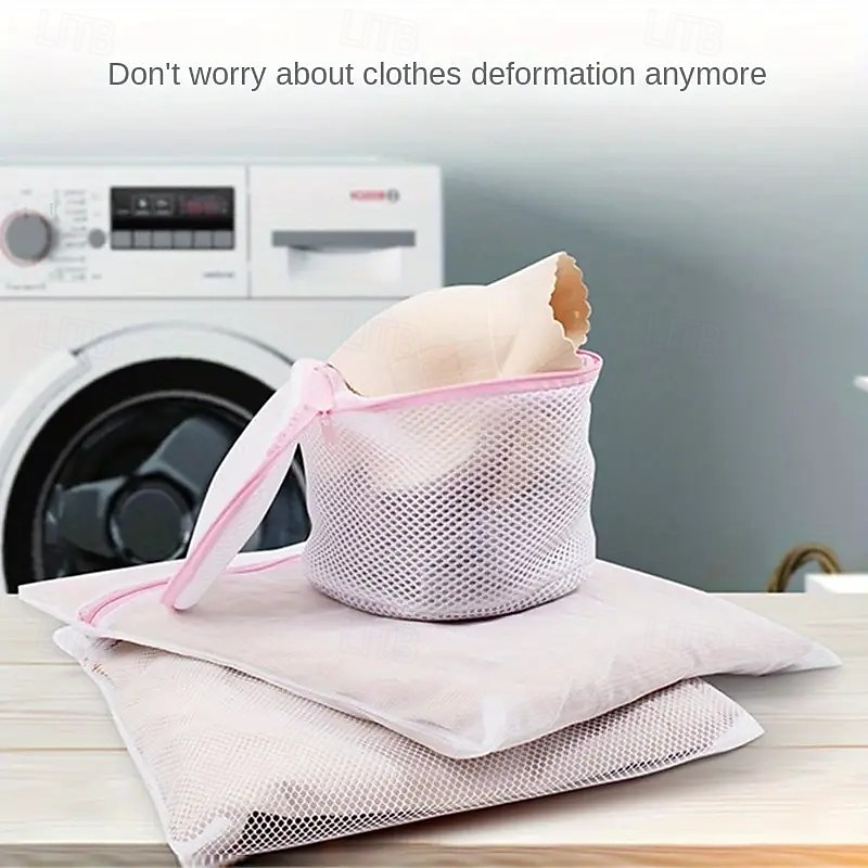 4pcs Durable Zippered Laundry Mesh Bags, Protective Washing Bags for Delicates, Underwear, Clothes, Compatible with Washing Machines2