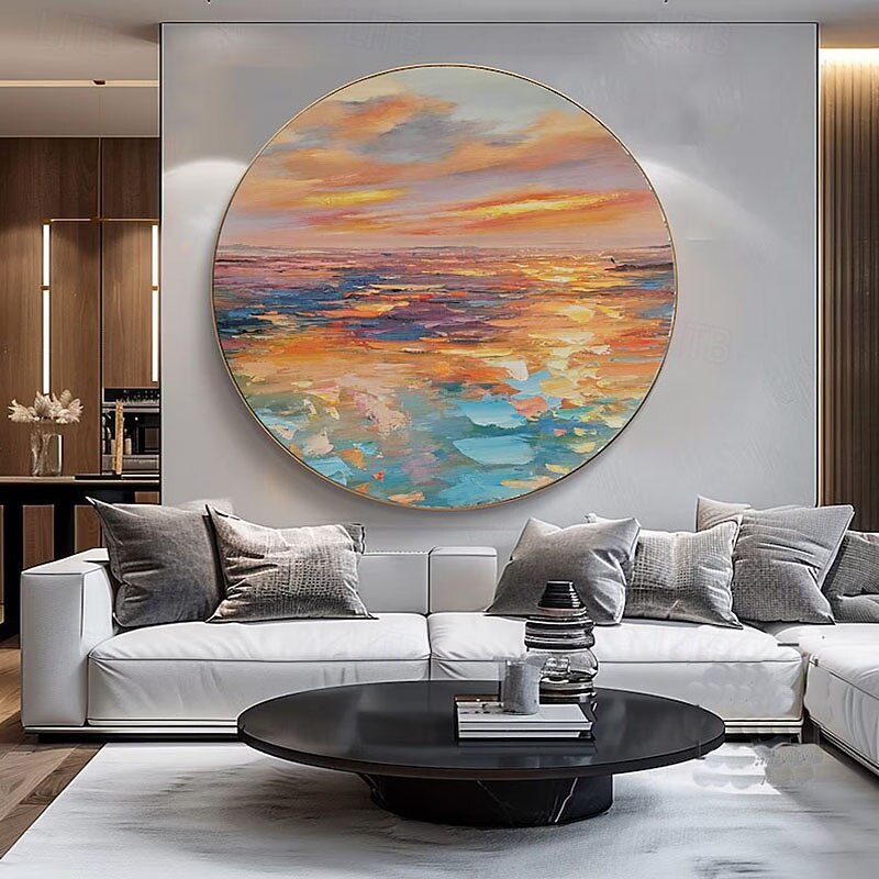 Ocean Wall Art Golden Sunset Oli Painting Handmade Abstract Seascape Canvas Oil Paintings Large Salon Home Decoration Picture2