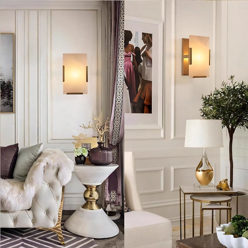 LED Wall Light Marble Copper, Contemporary Wall Mount Indoor LED Wall Sconce, wall lamps Fixture for Bedroom Living Room