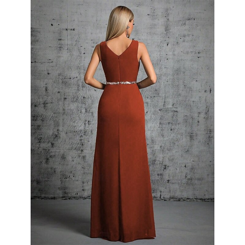 Mermaid / Trumpet Quinceanera Dresses Elegant Dress Formal Wedding Floor Length Sleeveless V Neck Satin with Beading3