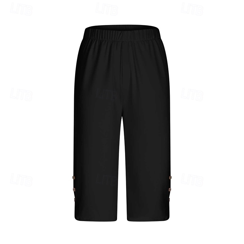 Women's Capri Pants Leggings Cozy Leggings Streetwear Casual Calf-Length Natural Plain Elastic Waist Comfy Outdoor Comfortable Outdoor Athleisure Holiday Camel Wine Grey Black Summer Regular Fit3