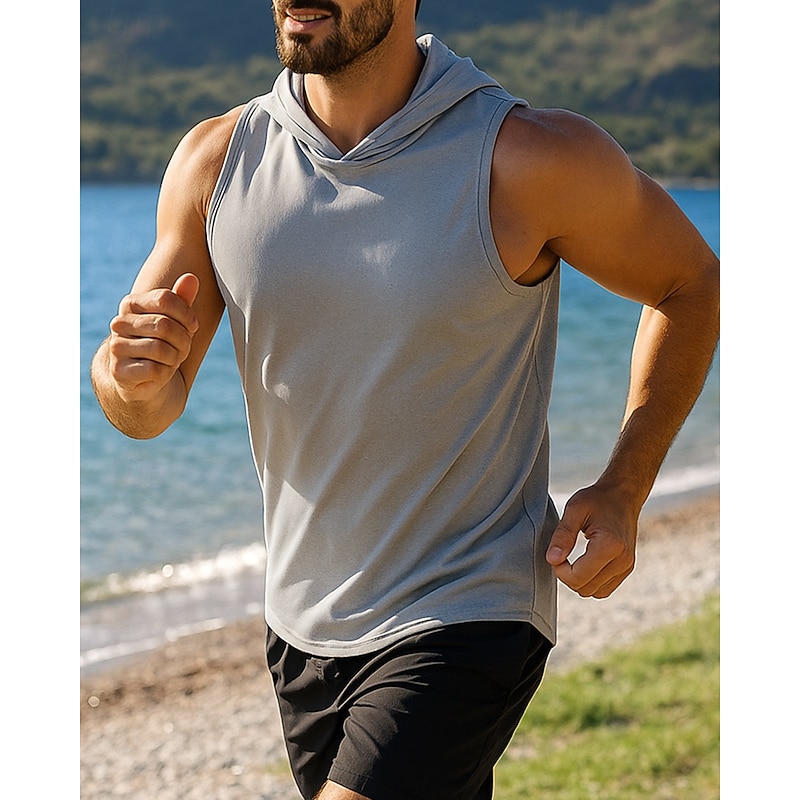 Men's Running Tank Top Gym Tank Top Sleeveless Top Solid Colored Quick Dry Lightweight Breathable Gym Workout Tennis Golf Sportswear Activewear Black White Navy Blue