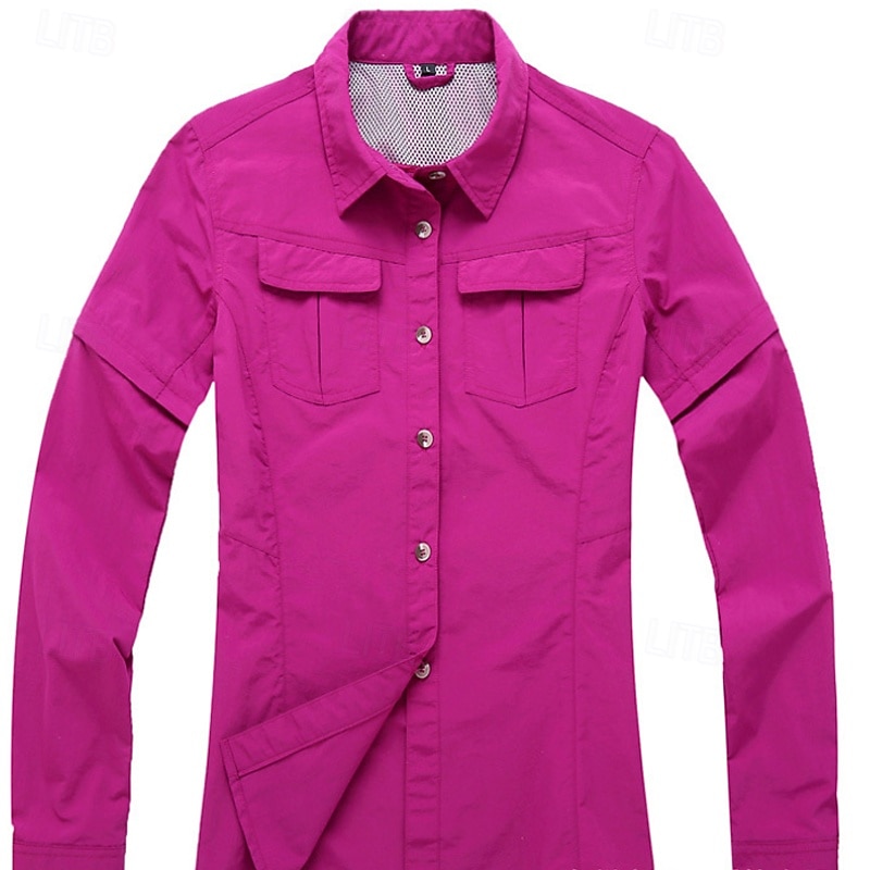 Women's Hiking Shirt Long Sleeve Turndown Top Outdoor Waterproof Windproof Lightweight Nylon Army Green Khaki Rose Red Running Camping / Hiking / Caving