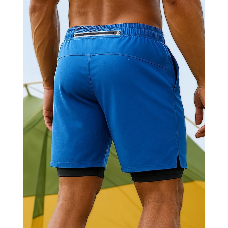 Men's Running Shorts Outdoor Shorts Elastic Waistband Shorts Sports & Outdoor Casual Lightweight Breathable Tennis Jogging Running Regular Fit Sportswear Activewear Solid Colored Black Navy Blue Blue