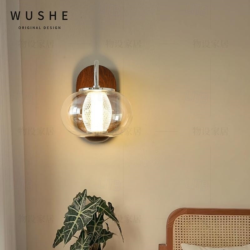Wall Lamps Glass Wood for Bedroom, Living Room, Kitchen, Offices, Gallery, Offices Wall Lights and Cafe Wall Lights 110-240V4
