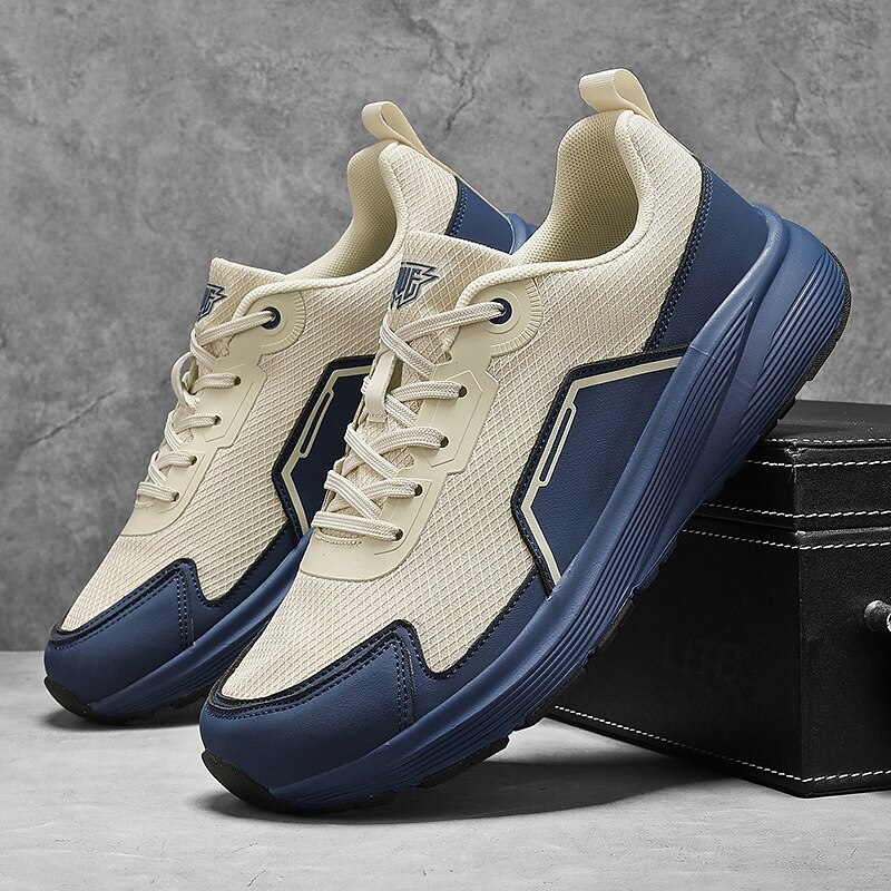 Men's Knit Mesh Sneakers with Blue Contrast Sole – Lightweight and Breathable Sports Shoes for Running, Daily Training, City Travel and Active Lifestyles2