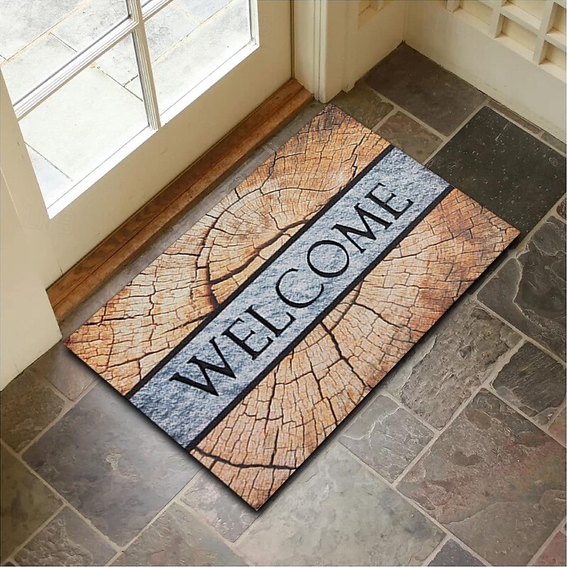 Wooden Pattern Doormat Kitchen Mat Floor Mat Non-Slip Area Rug Oil Proof Rug Indoor Outdoor Mat Bedroom Decor Bathroom Mat Entrance Rug