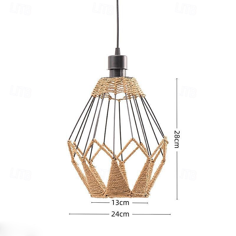 Rattan Lamp Shade Woven Pendant Light Shade Weaved Lighting Chandelier Lamp Cover Ceiling Hanging Light Fixture4