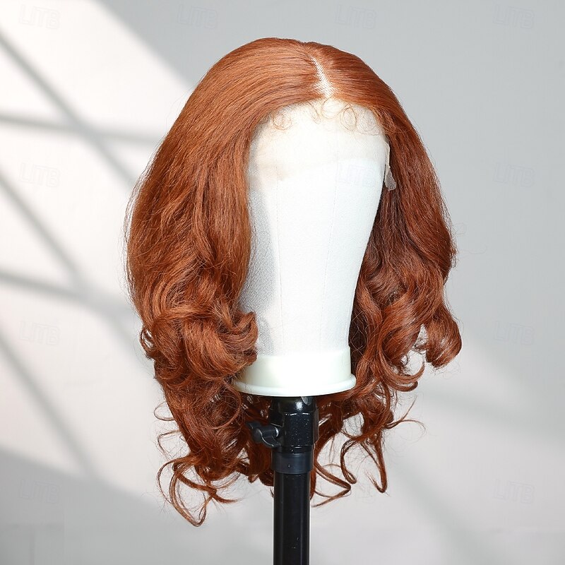 Synthetic Lace Wig Body Wave Style 20 inch Orange Middle Part 13x6 Lace Front Wig Women's Wig Orange / White / Blue3