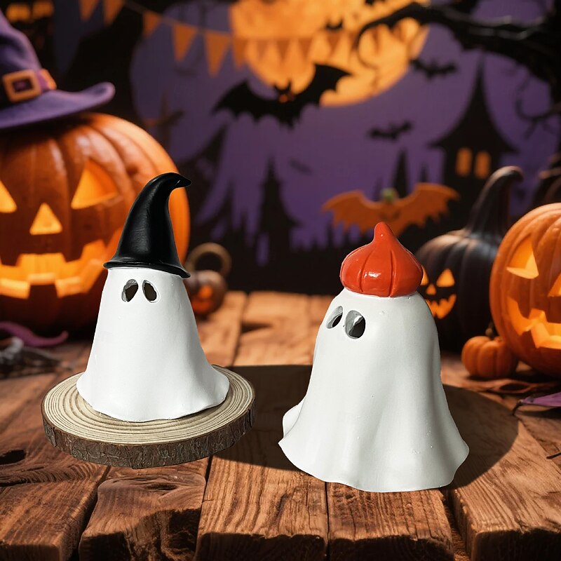 Halloween Cute Ghost Decoration Resin Incense Burner, Pumpkin, and Witch Design, Fun Resin Desktop Home Decoration Figurine4
