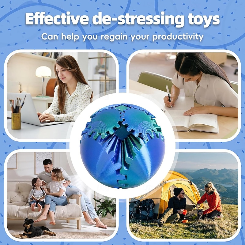 GearSphere Steampunk Whirling Wonder Fidget Gear Ball, 3D Printed Mechanical Stress Relief Gadget for Adults and Teens, ADHD Anxiety Focus Spinner Desk Toy Decor4