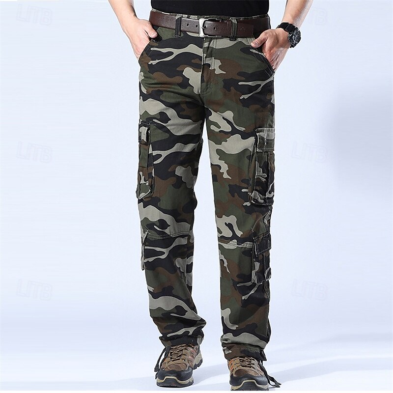 Men's Cargo Pants Hiking Pants Trousers Hiking Trousers Camouflage Outdoor Regular Fit Waterproof Windproof Quick Dry Lightweight Pants / Trousers Pocket Black Army Green Camping / Hiking Golf Running4