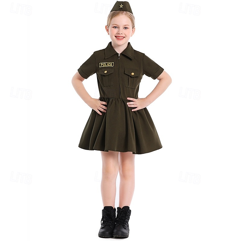 Police Policeman Halloween Dress Outfits Costume STEM Day Career Role Play Cosplay Kid's Girls' Halloween Carnival World Book Day Performance Educational Dress Up School Event Dress Up Easy Halloween2