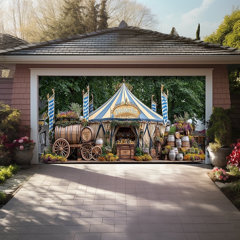 Oktoberfest Outdoor Garage Door Cover Banner Beautiful Large Backdrop Decoration for Outdoor Garage Door Home Wall Decorations Event Party Parade