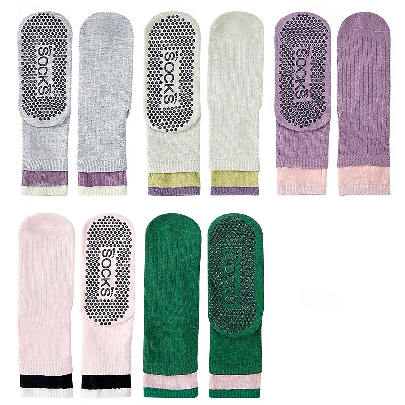 Women streaks anti-friction Sweat-absorbent Non-Slip Floor Socks For Pilates Dance4