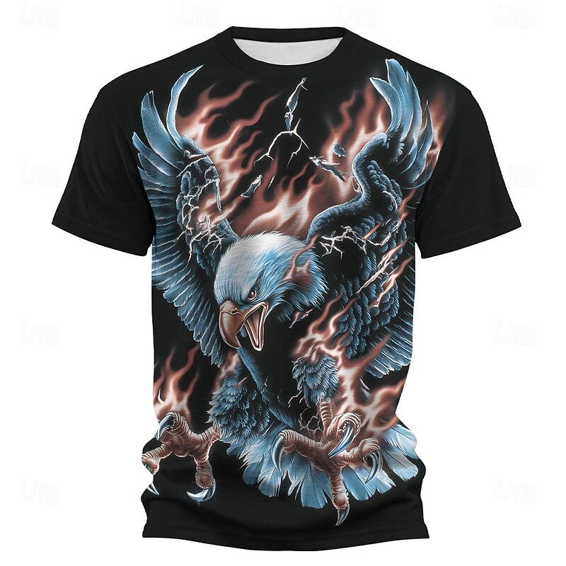 American Independence Day Men's American US Flag Eagle T Shirt Short Sleeve T shirt 3D Print Crew Neck Shirt Fashion Daily Basic Street Casual Daily Black Summer Spring All Seasons Clothing Apparel S