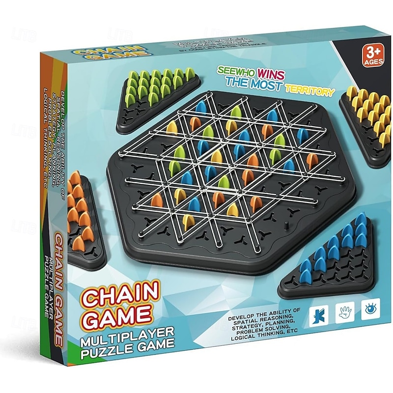Chain Triangle Chess Game, Geometric Chess Game, Board Games for Family Night, Family Games for Kids and Adults, 2 to 4 Players4