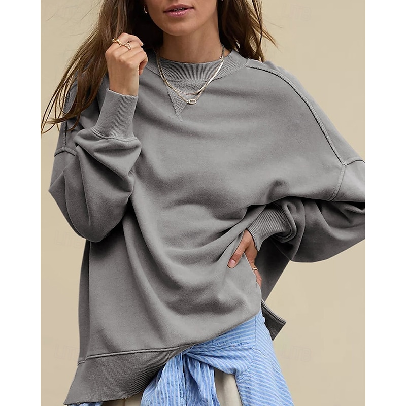 Women's Sweatshirt Track Top Pullover Split Long Sleeve Top Athleisure Fall Solid Colored Thermal Warm Windproof Tennis Golf Running Sportswear Activewear Dark Grey Apricot Wine Red2