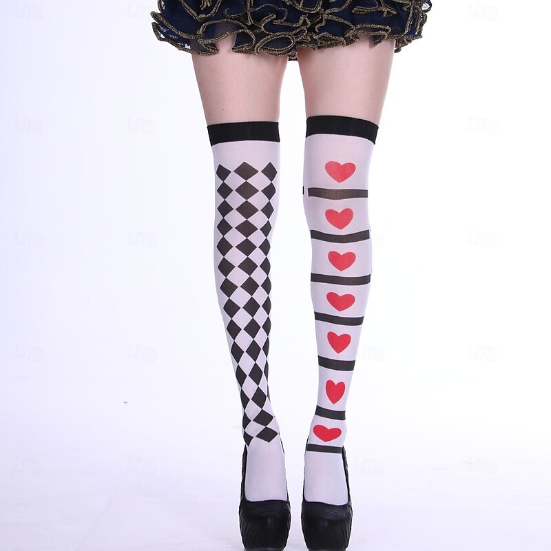 Alice in Wonderland Fairy Tale Queen of Hearts The Red Queen Venom Socks / Long Stockings Accessories Thigh High Tights Storybook Characters Movie Cosplay for Women's Adults' Halloween Carnival World4