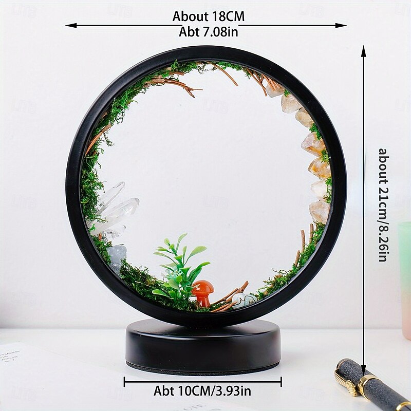 1pc LED Rechargeable Natural Quartz Bedside Lamp  Forest Nightlight Bedroom Desk Network Circle Decorative Light3