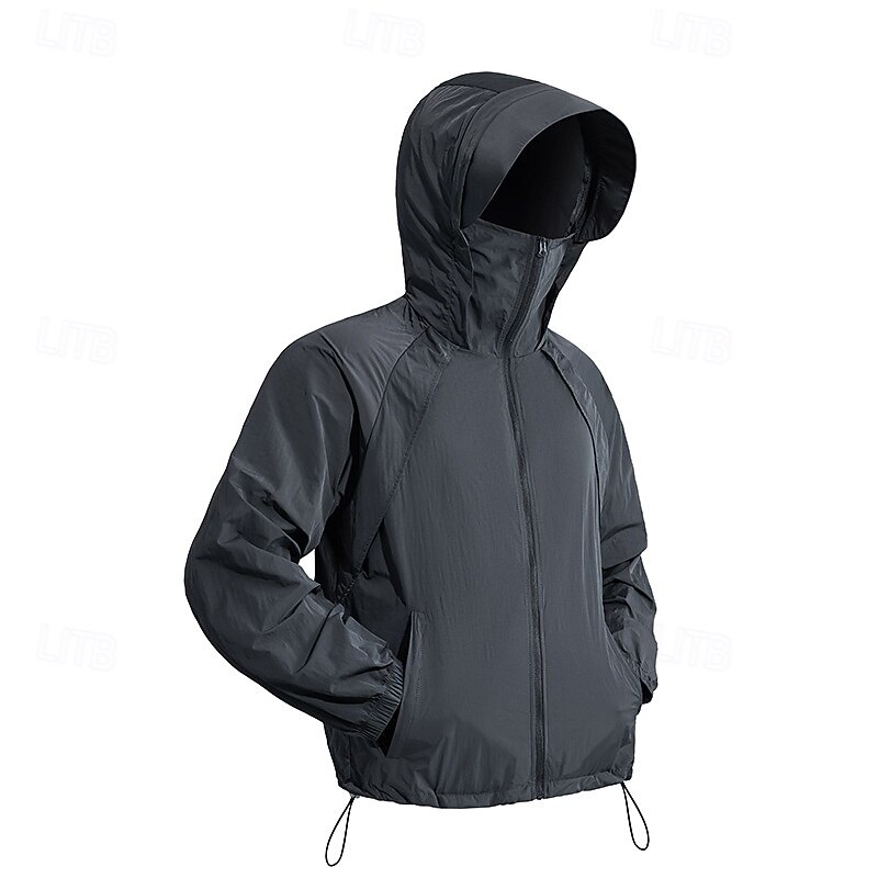 Men's Running Jacket Outdoor Jacket Full Zip Long Sleeve Outerwear Athletic Solid Colored Sun Protection Quick Dry Lightweight UV Cooling Tennis Golf Running Sportswear Activewear Black Pink Red2