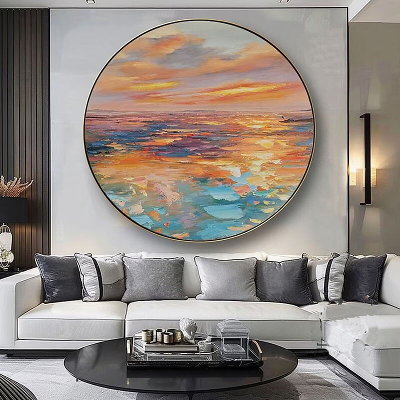 Ocean Wall Art Golden Sunset Oli Painting Handmade Abstract Seascape Canvas Oil Paintings Large Salon Home Decoration Picture