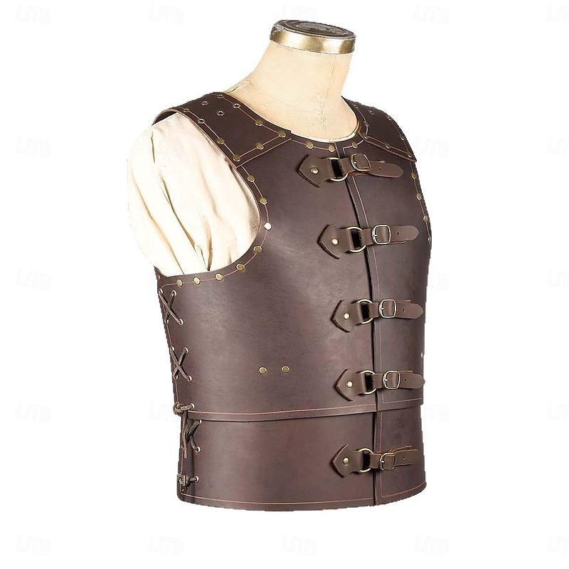 Retro Vintage Medieval Renaissance Armor Chest Guard Knight Ritter Viking Fancy Dress Men's Viking Halloween Carnival Masquerade Party Renaissance Fair LARP Adults' Chest Guard3