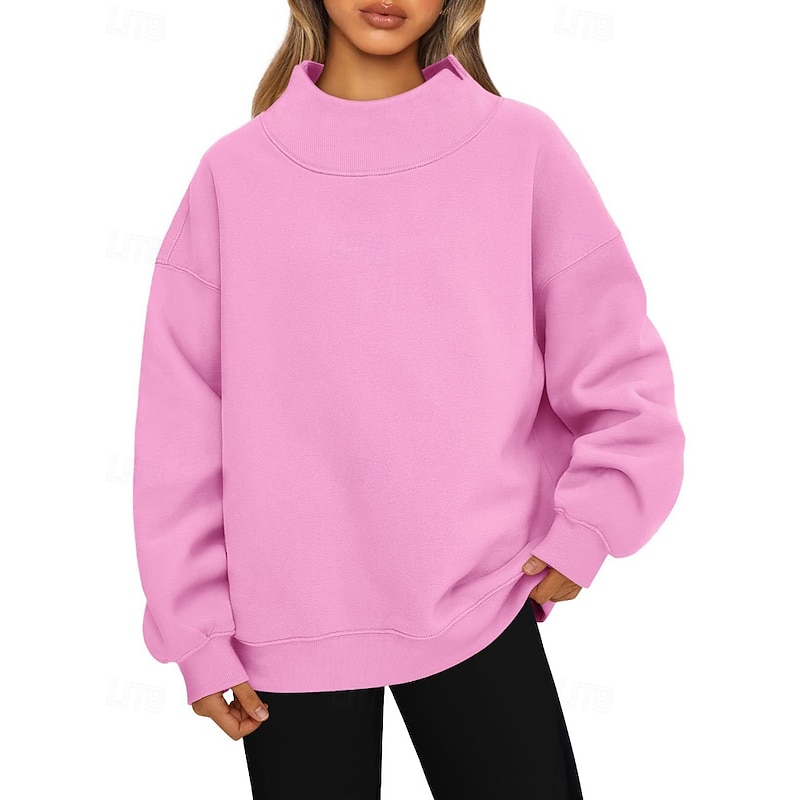 Women's Blouse Plain Modern Long Sleeve Turtleneck Regular Tops Holiday Going out Black White Pink Light Brown Brown Fall Winter3