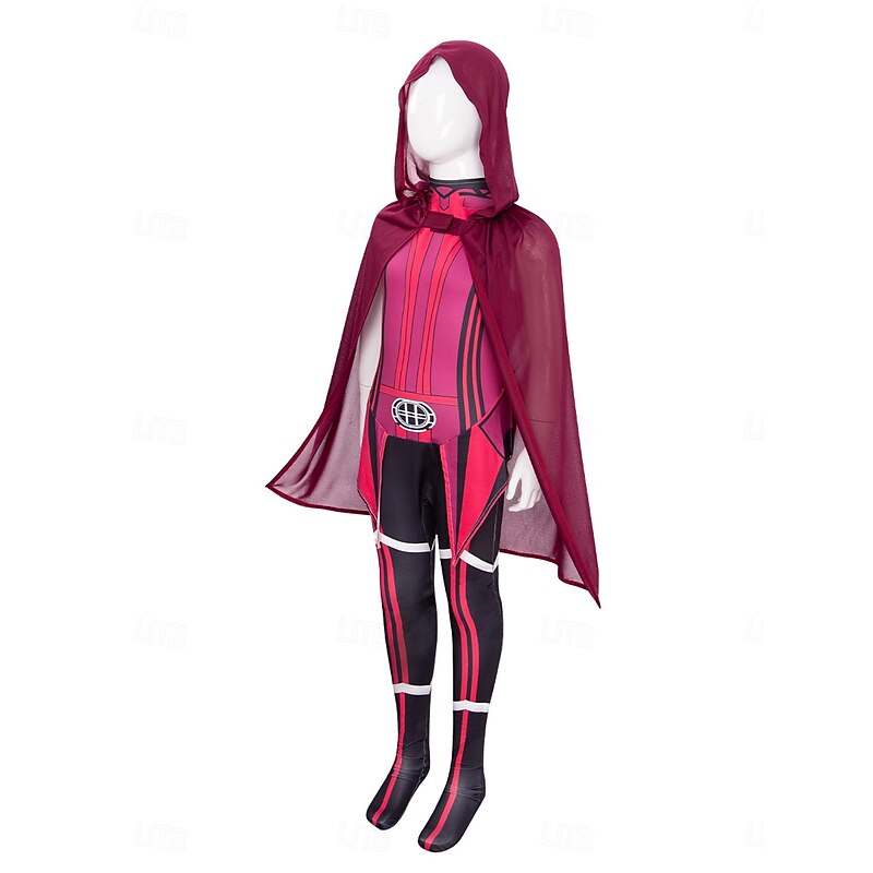 Scarlet Witch Superhero Group Costume Bodysuits Onesie Costume Adventure Movie Cosplay Movie Cosplay for Unisex Boys Girls' Kid's Adults' Halloween Carnival World Book Day Performance Educational4