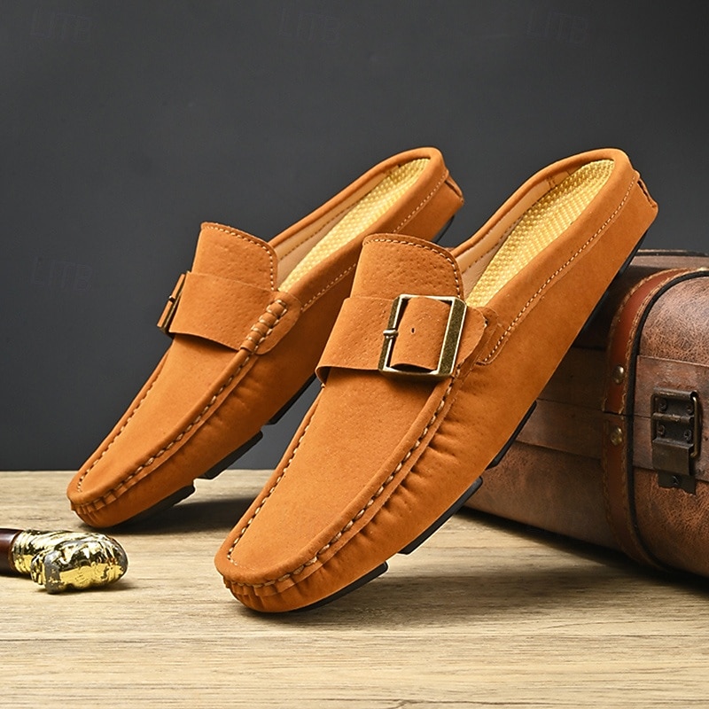 Men's Buckle Strap Faux Leather Moccasin Loafers, Slip-On Lightweight Driving Shoes for Casual Style, Business Travel and Everyday Wear3